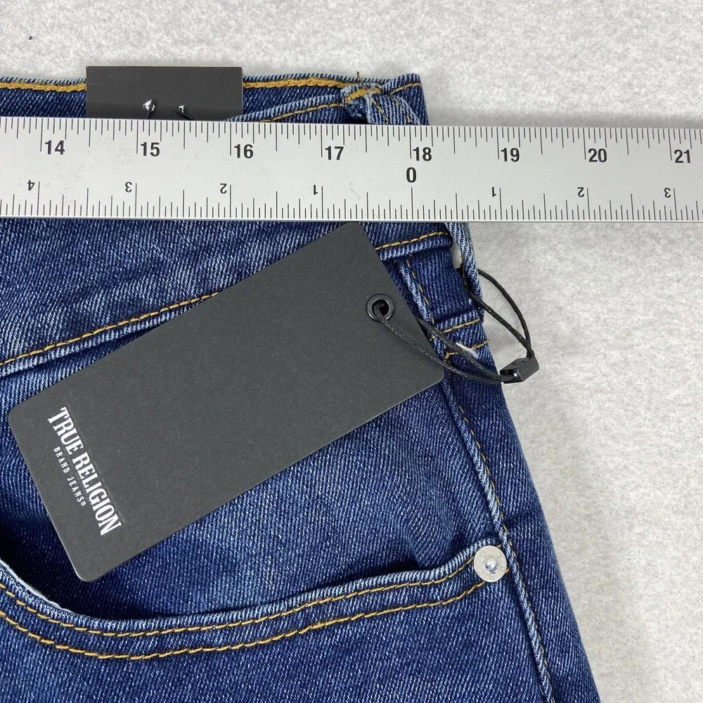 True Religion Geno Jeans Men's 34x32 Blue Relaxed Slim Row Seat Stretch New